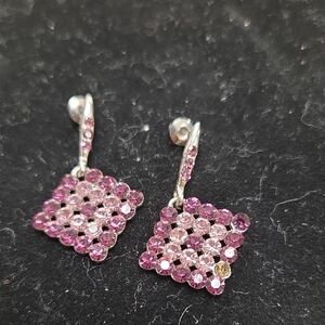 ✨️5/$30 Elegant Pink and Purple Crystal Sparkle Dangle Earrings